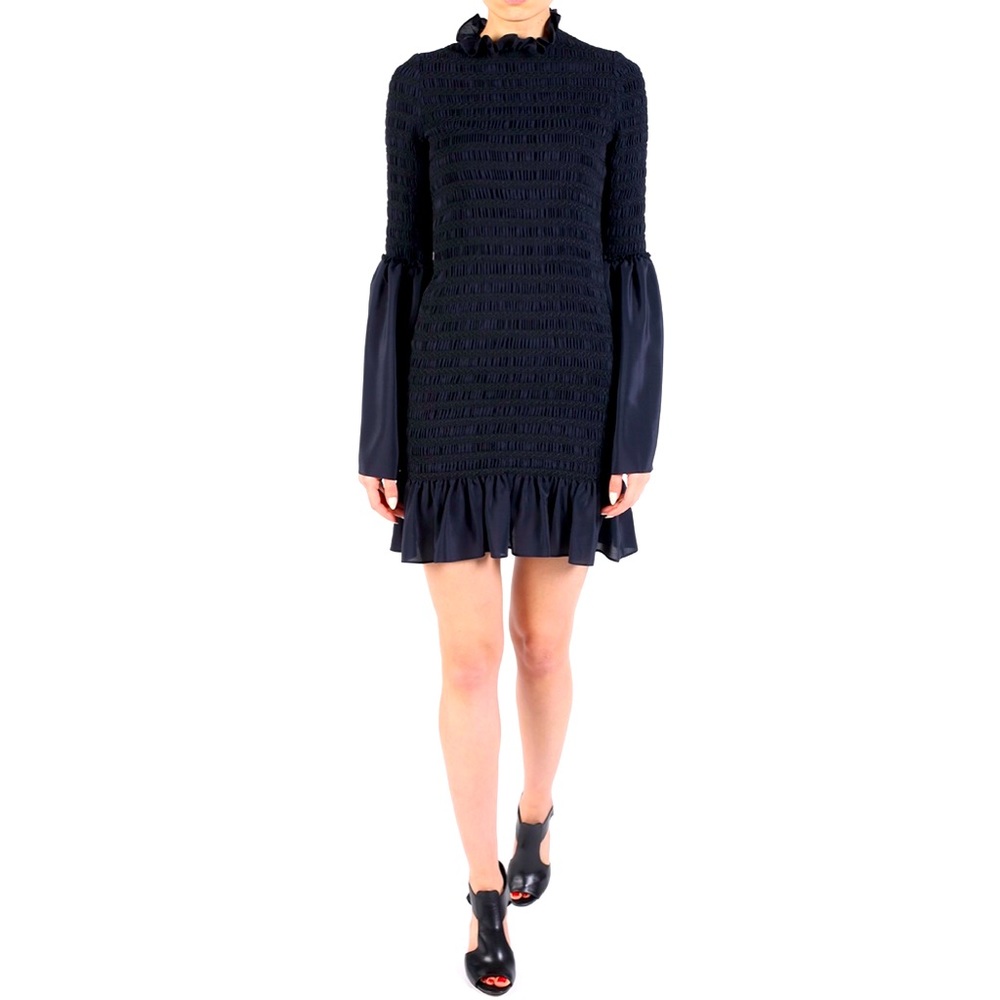 Stella McCartney Silk Crinkled Dress in Navy / Size 36